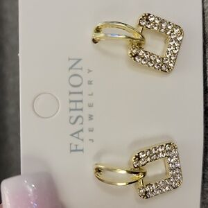 Dainty Square Shaped Rhinestone Earrjngs